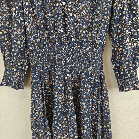 Rails Nwot Zana Blouson Smocked Long Sleeve Mini Dress Size M - Picture 4 of 16